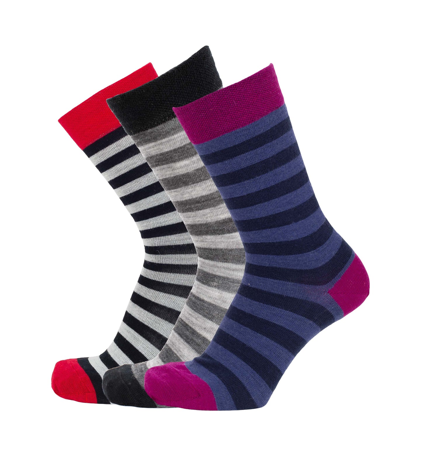 Källunda Ullstrumpa Vit/Svart/Röd